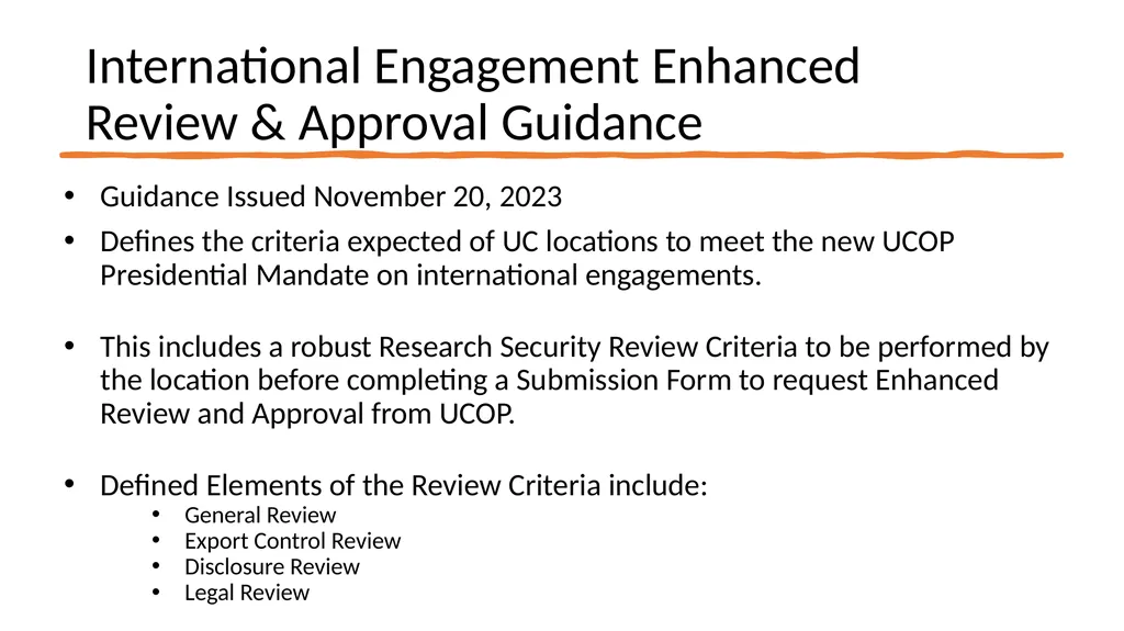 Update: UCOP International Affiliations Mandate - slide 8 of 24
