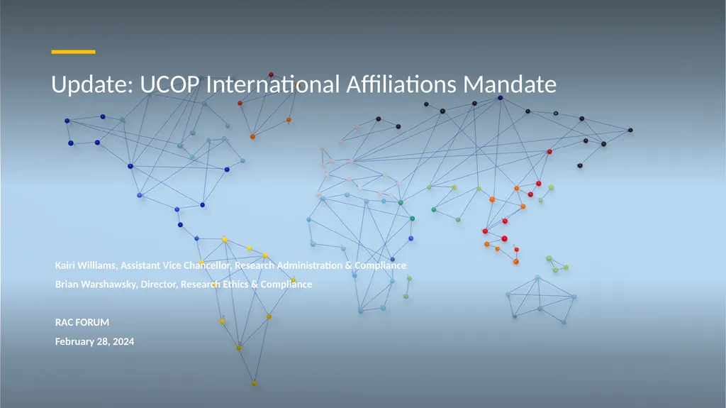 Update: UCOP International Affiliations Mandate