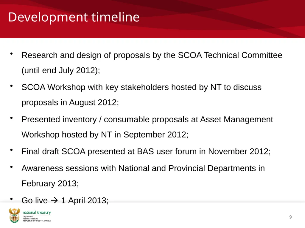 SCOA V4 RE-IMPLEMENTATION INTRODUCTION NATIONAL - slide 9 of 42
