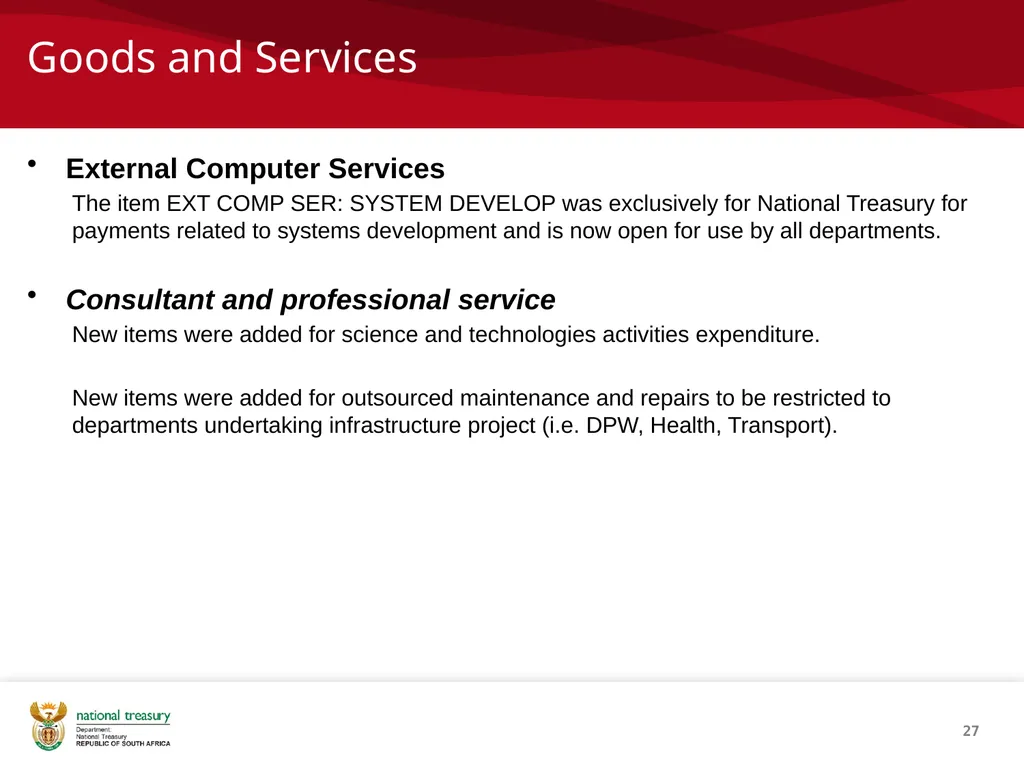 SCOA V4 RE-IMPLEMENTATION INTRODUCTION NATIONAL - slide 27 of 42