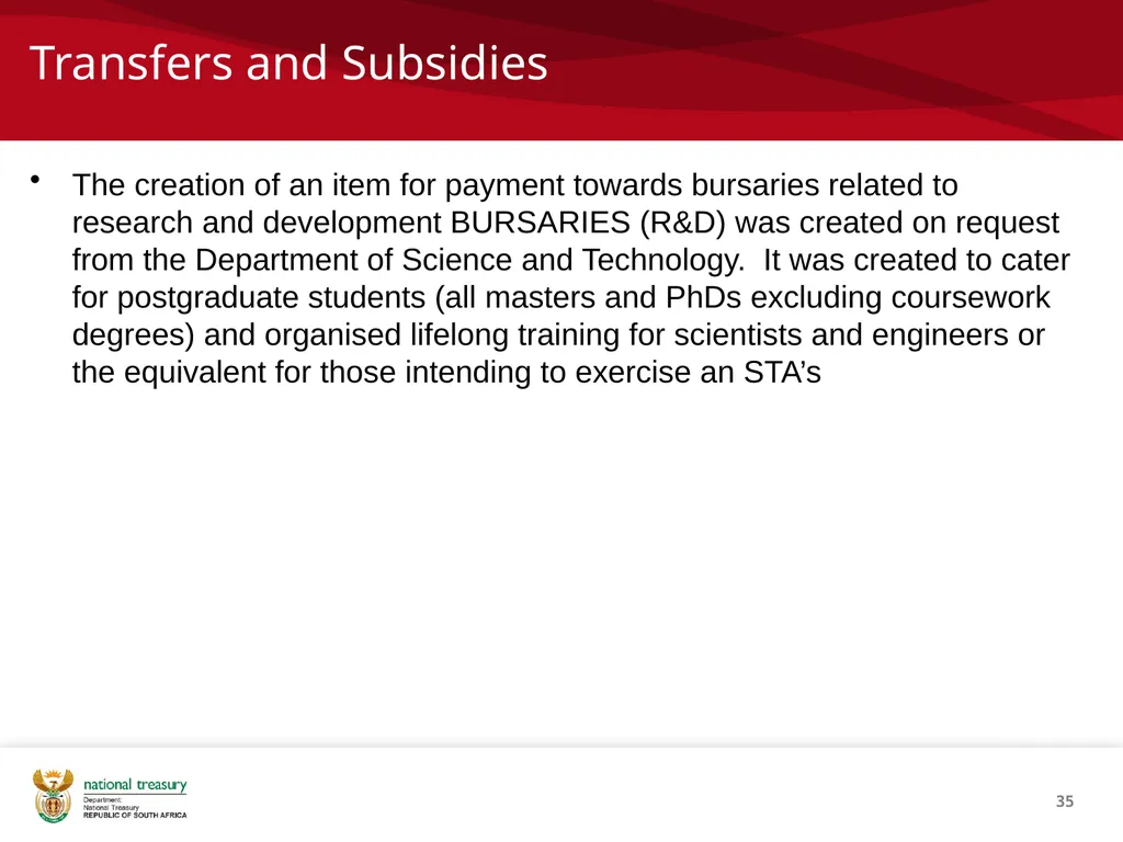 SCOA V4 RE-IMPLEMENTATION INTRODUCTION NATIONAL - slide 35 of 42