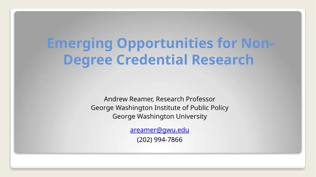 Andrew Reamer, Research Professor George - slide 15 of 15