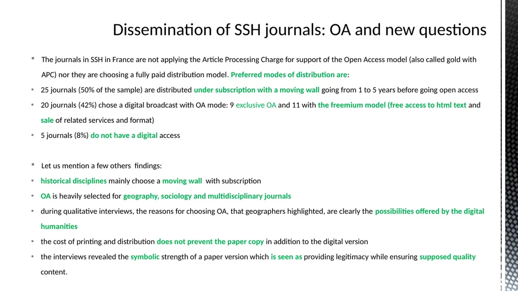 A cost structure study for french journals - slide 6 of 8