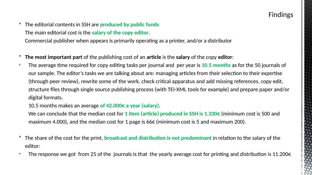 A cost structure study for french journals - slide 5 of 8