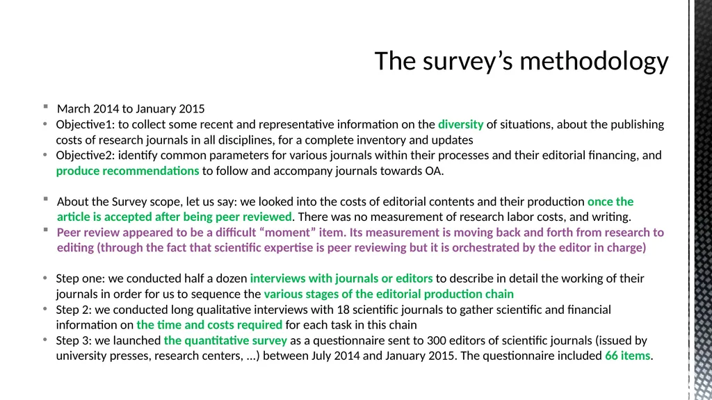A cost structure study for french journals - slide 3 of 8