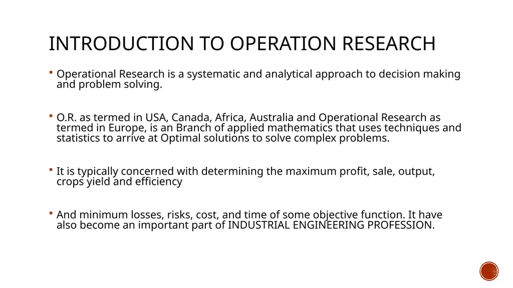Unit 1 Introduction to operation research - slide 2 of 23