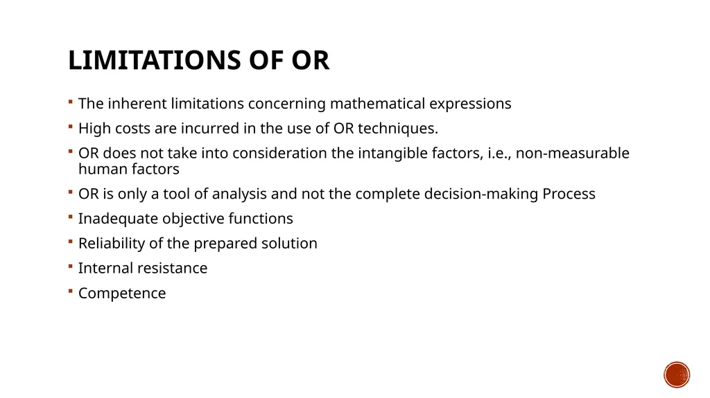 Unit 1 Introduction to operation research - slide 21 of 23