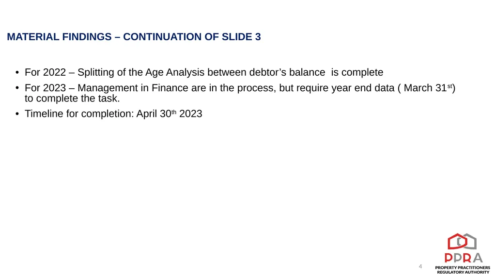 PPRA 2021/22 AGSA FINDINGS ACTION PLAN PURPOSE: TO - slide 4 of 10