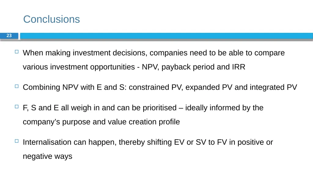 Corporate Finance for Long-Term Value Chapter 6: - slide 23 of 23