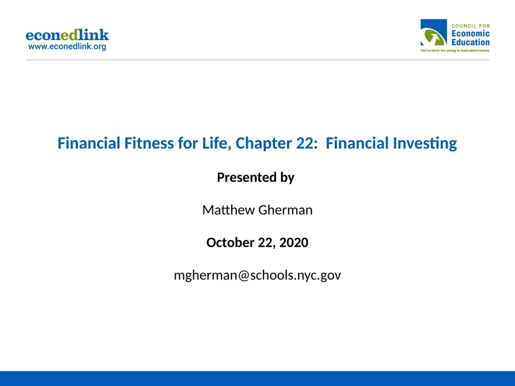 Financial Fitness for Life, Chapter 22: Financial - slide 1 of 30