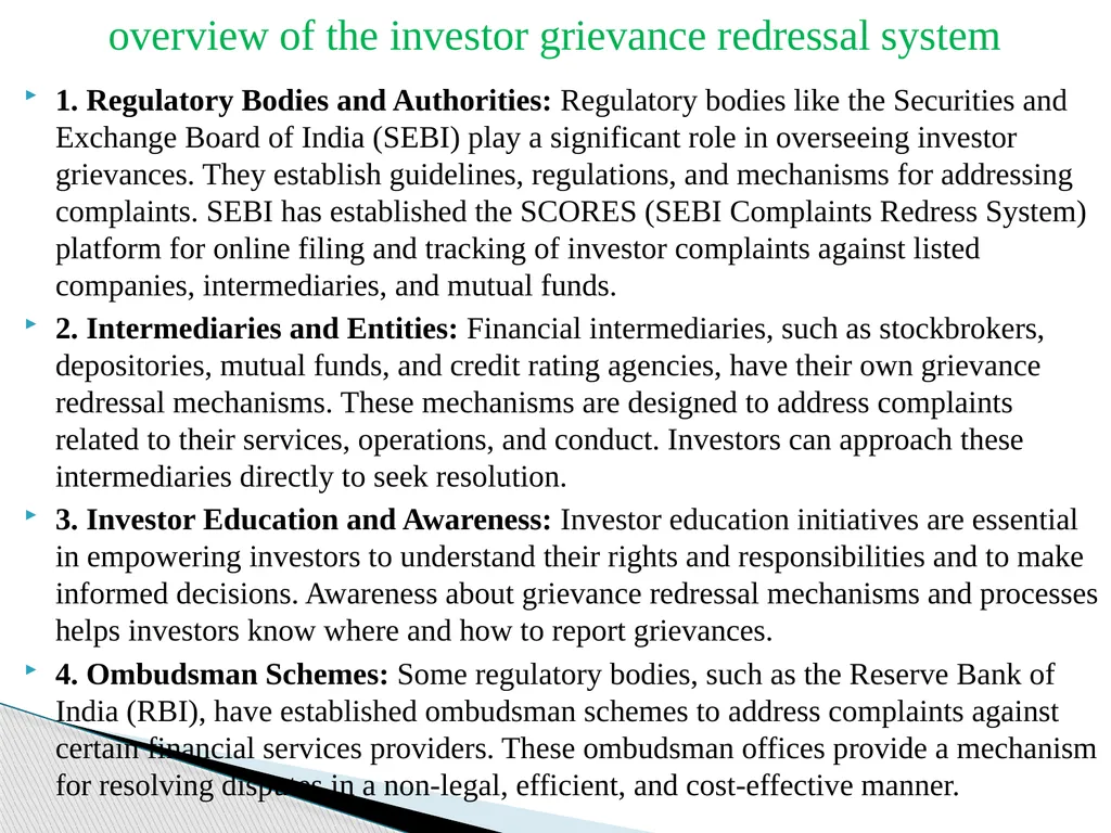 Investor Protection Dr. Muzaffar Ahmad Dar The - slide 5 of 11