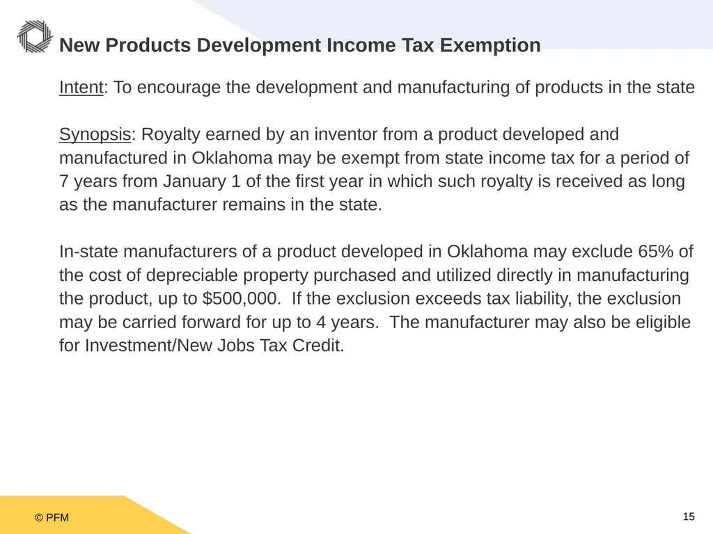 Oklahoma Incentive Evaluation Commission Criteria - slide 15 of 33