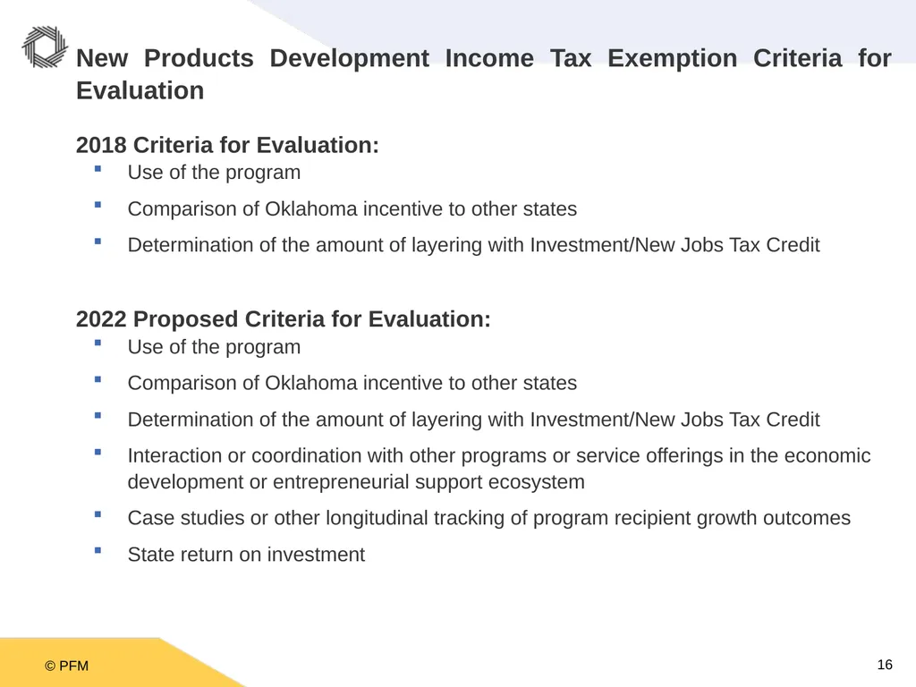 Oklahoma Incentive Evaluation Commission Criteria - slide 16 of 33