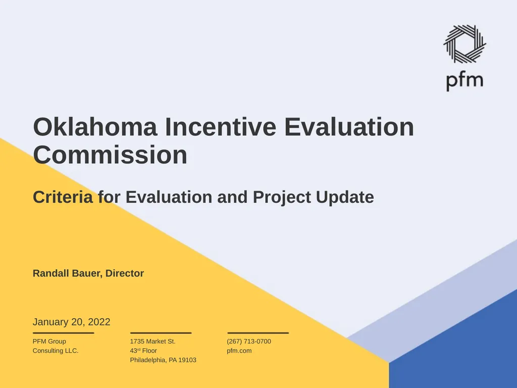 Oklahoma Incentive Evaluation Commission Criteria - slide 1 of 33