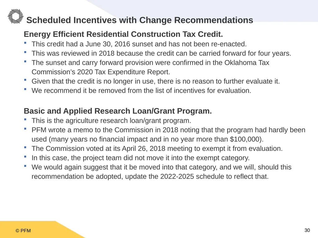 Oklahoma Incentive Evaluation Commission Criteria - slide 30 of 33