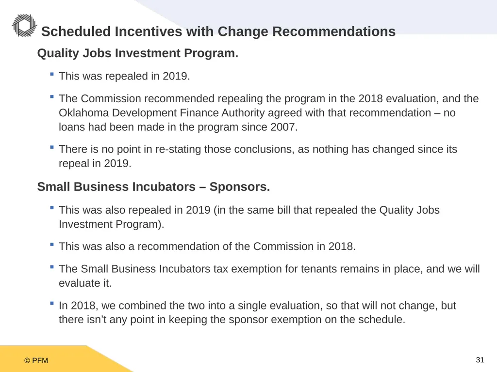Oklahoma Incentive Evaluation Commission Criteria - slide 31 of 33