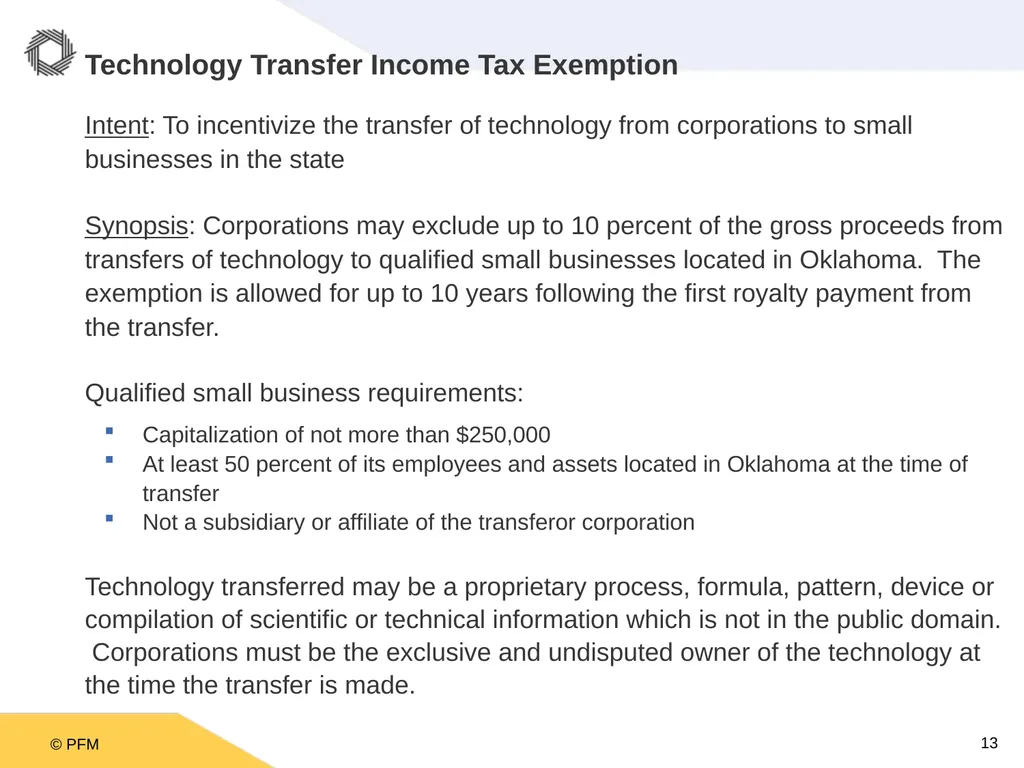 Oklahoma Incentive Evaluation Commission Criteria - slide 13 of 33