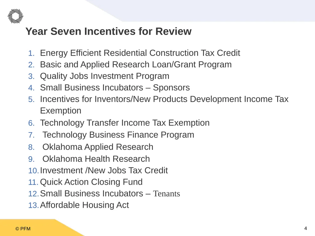 Oklahoma Incentive Evaluation Commission Criteria - slide 4 of 33