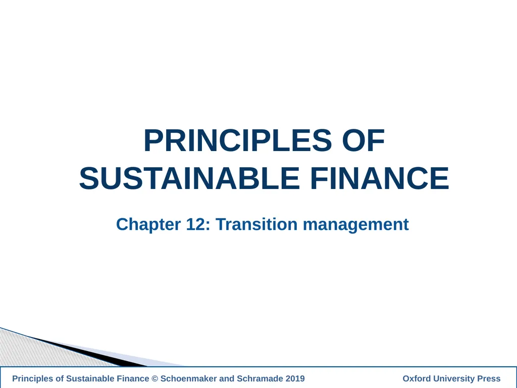 1 PRINCIPLES OF SUSTAINABLE FINANCE Chapter 12: