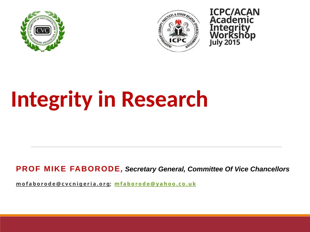 Prof Mike Faborode, Secretary General, Committee - slide 1 of 21
