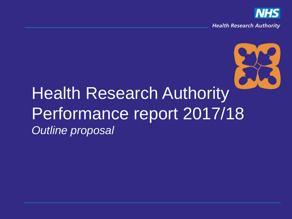 Health Research Authority Performance report - slide 1 of 6