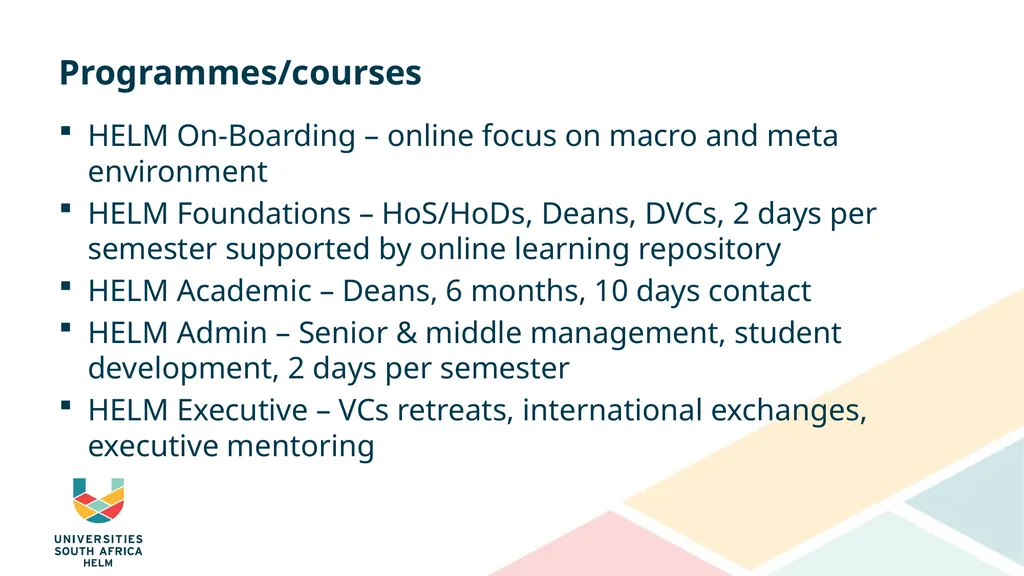 OVERVIEW OF HELM PROGRAMME Oliver Seale Director: - slide 5 of 8