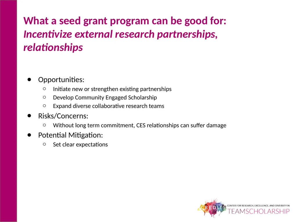 What is a Seed Grant Good For? What does “seed - slide 10 of 11