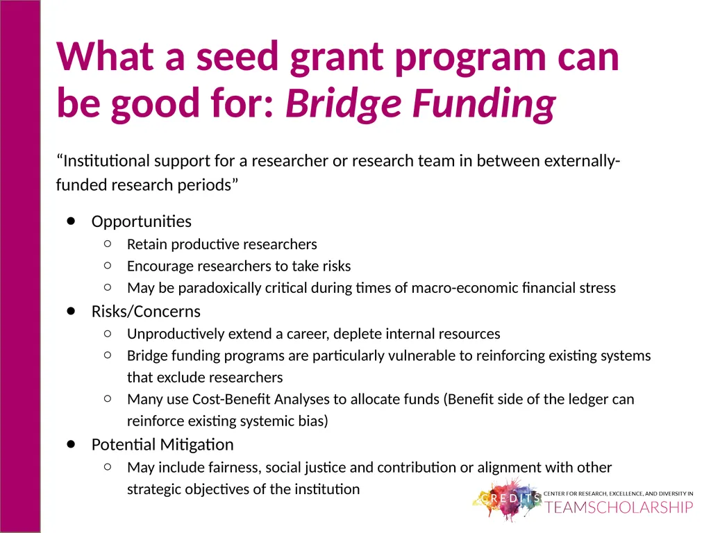 What is a Seed Grant Good For? What does “seed - slide 6 of 11