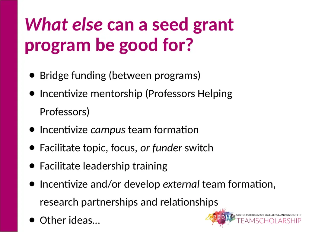 What is a Seed Grant Good For? What does “seed - slide 4 of 11