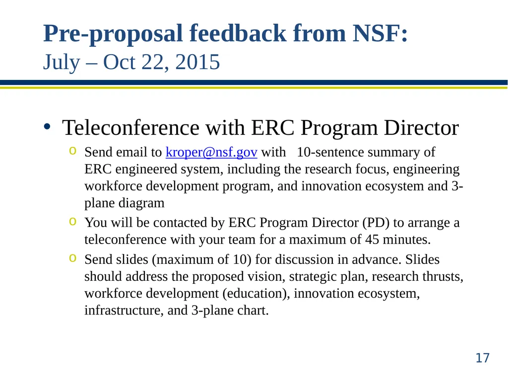 ERC Solicitation 15-589 Webinar Engineering - slide 17 of 74