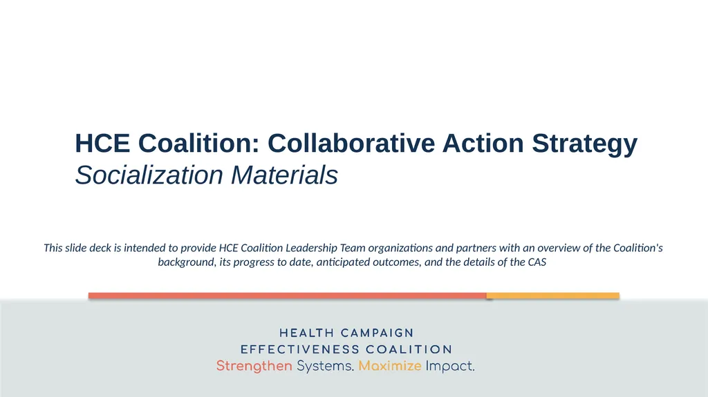 Jake Michaels HCE Coalition: Collaborative Action