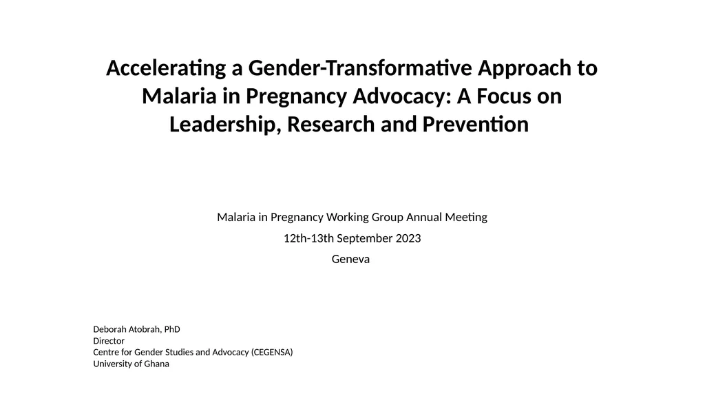 Accelerating a Gender-Transformative Approach to - slide 1 of 10