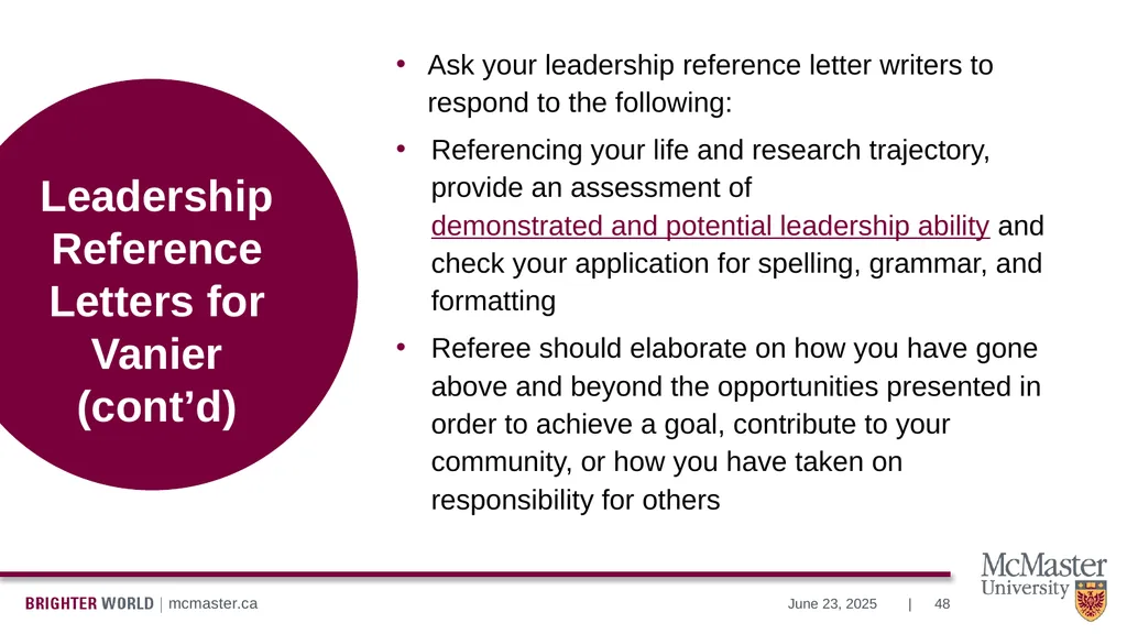 Information Session Vanier Doctoral – Canada - slide 48 of 52