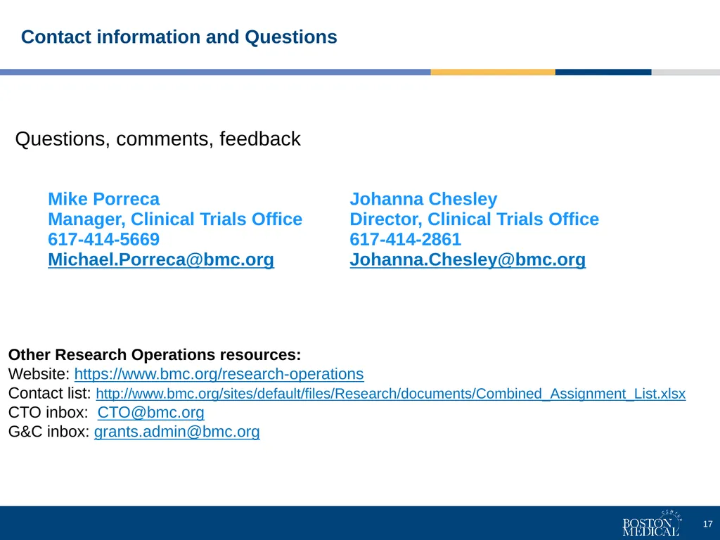 Clinical Trials Office's short and long-term goals - slide 17 of 17