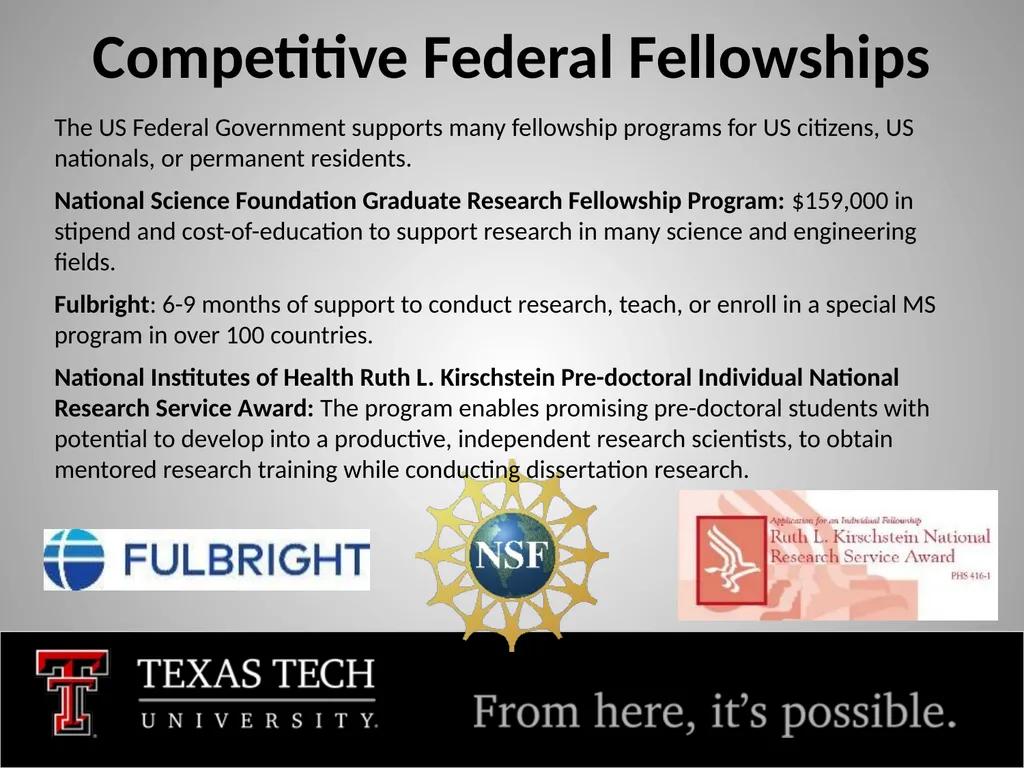 Fellowships and Funding FY 2025 Tim Dallas, PhD - slide 9 of 28