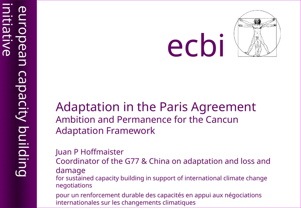 Adaptation in the Paris Agreement Ambition and - slide 1 of 12