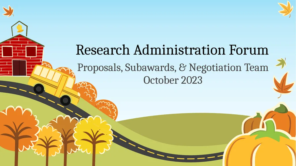Research Administration Forum Proposals, - slide 1 of 5