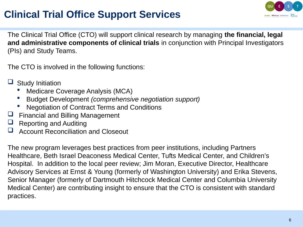 September, 2014 Clinical Trial Office: Support - slide 6 of 14