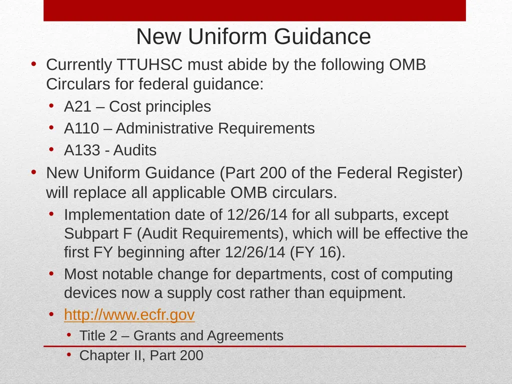 Grant Management TTUHSC Accounting Services May - slide 39 of 83