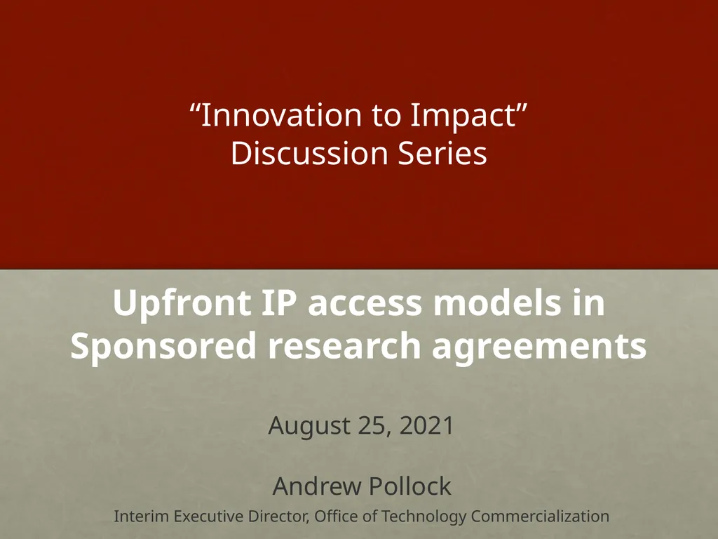 Upfront IP access models in Sponsored research