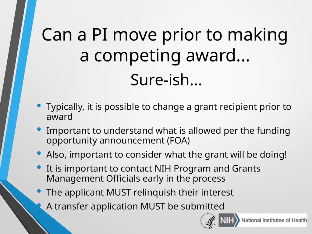 Advanced Administrative Topics: Pre-Award NIH - slide 19 of 39