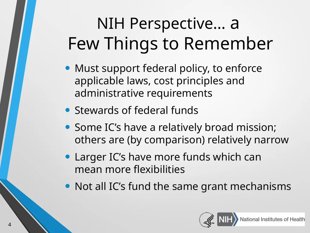 Advanced Administrative Topics: Pre-Award NIH - slide 4 of 39