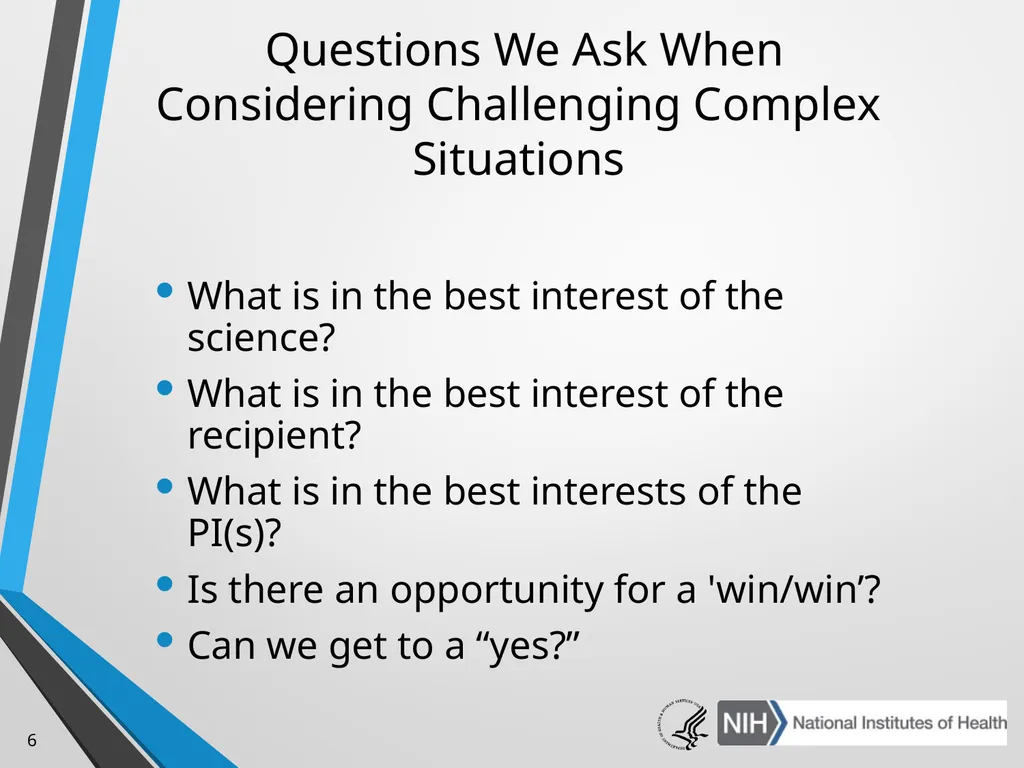Advanced Administrative Topics: Pre-Award NIH - slide 6 of 39
