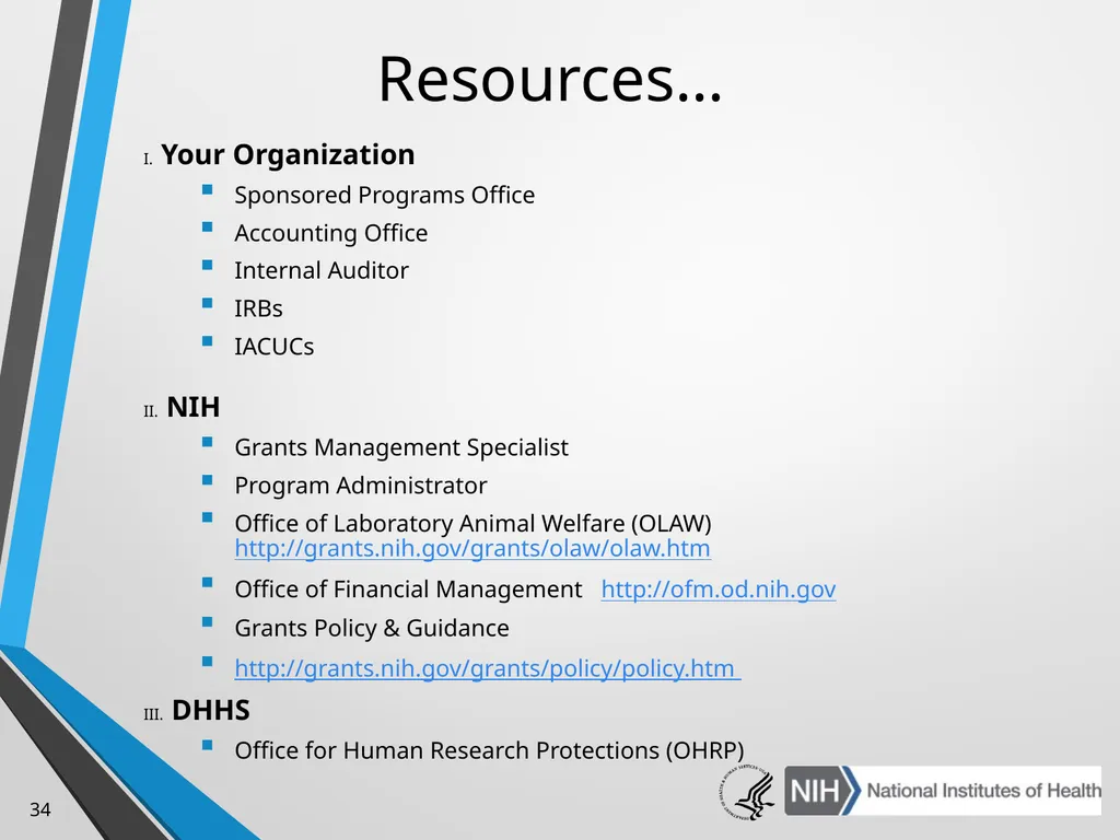Advanced Administrative Topics: Pre-Award NIH - slide 34 of 39
