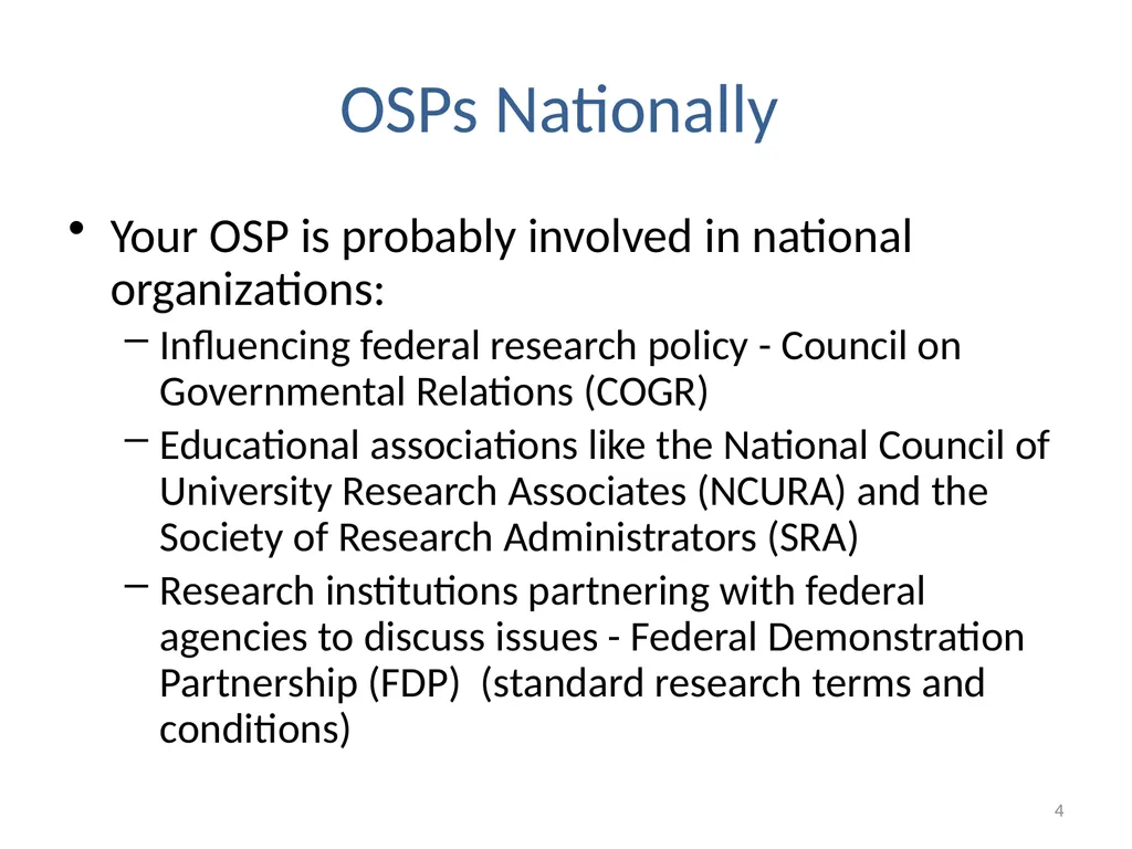 Role of the Sponsored Programs Office Michelle D. - slide 4 of 13