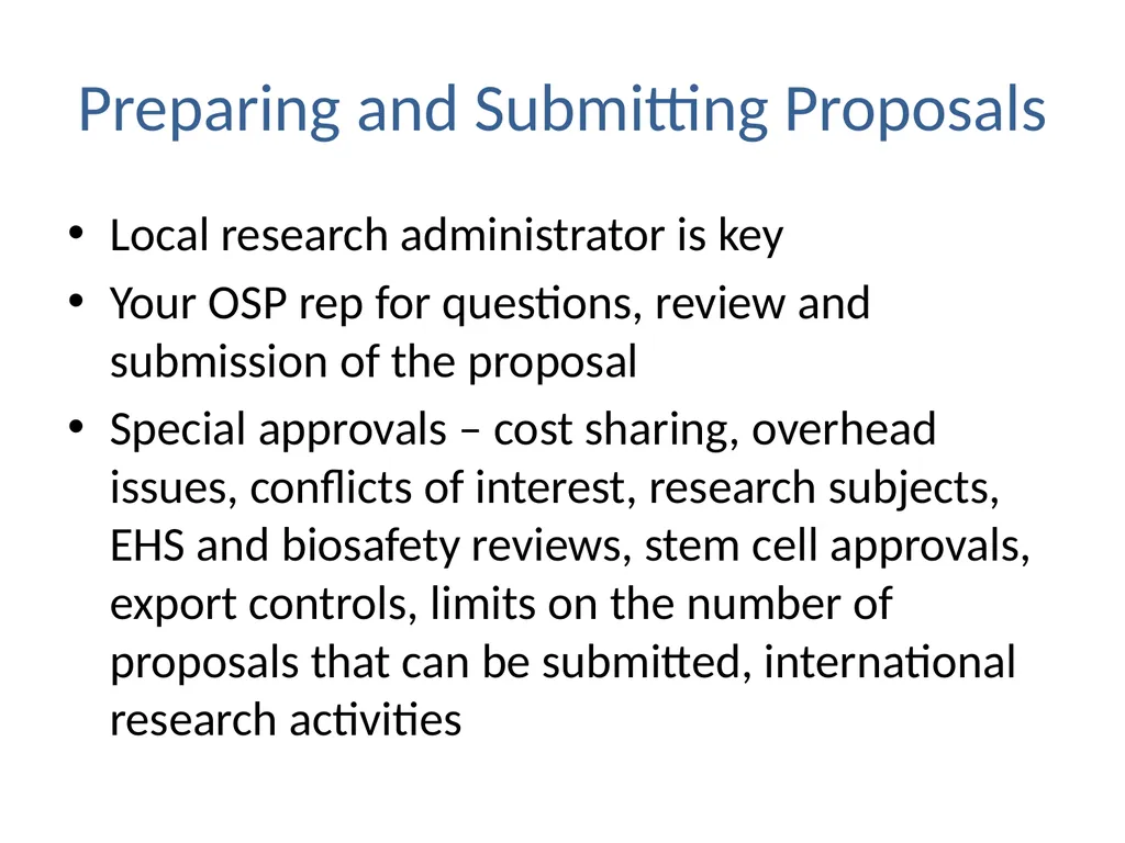 Role of the Sponsored Programs Office Michelle D. - slide 9 of 13