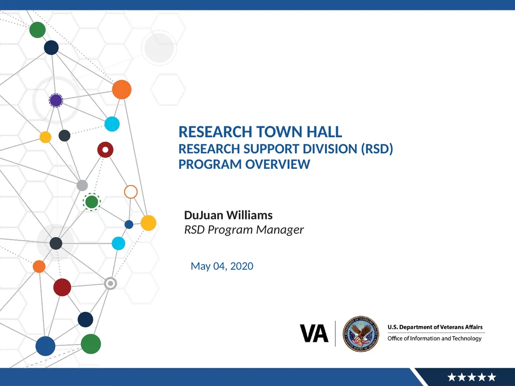 Research Town Hall Research Support division (RSD) - slide 1 of 16