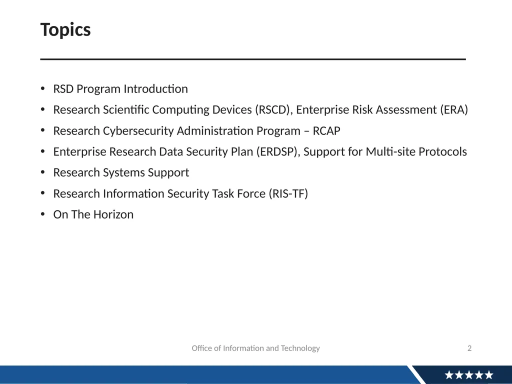 Research Town Hall Research Support division (RSD) - slide 2 of 16