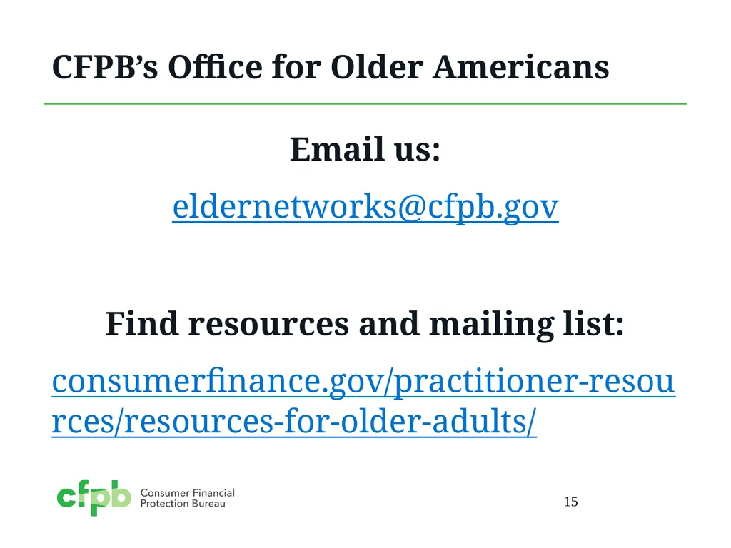 Supporting Local Elder Fraud Prevention and - slide 15 of 15
