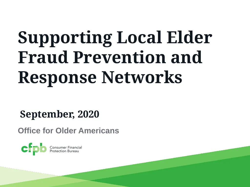 Supporting Local Elder Fraud Prevention and - slide 1 of 15